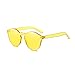 Ecurson Women Fashion Cat Eye Shades Sunglasses Integrated UV Candy Colored Glasses (Yellow)