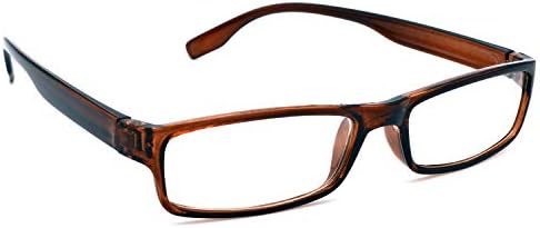 HRINKAR Rectangle Full Rim Portable Reading Glasses For Men And Women (Brown, 1.50, Near Vision)