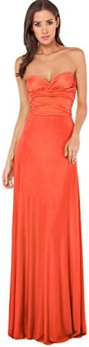 Lovely Pair Womens Solid Bridesmaid Multi Way Maxi Dress (Large, Coral)