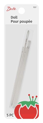 Dritz 157 agulhas de mĂŁo de boneca, tamanhos variados (5 unidades), nĂquel