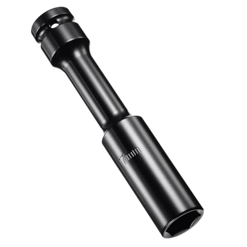 ROWORKX 1/4 Inch Drive by 17mm Impact Socket, 6-Point Deep Impact Socket, Heat-Treated CR-V Steel, 134mm Length Socket for Home Car Repair