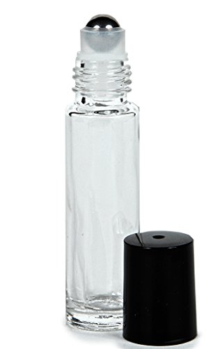 Vivaplex, 24, Clear, 10 ml Glass Roll-on Bottles with Stainless Steel Roller Balls. 3 - 3 ml Droppers included