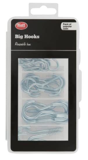 Hardware-Solutions - Screw Hooks - Reusable Box Value Kit 50 Pieces Screw Hooks: 30mm x 20 | 40mm x 12 | 50mm x 8 | 60mm x 6 | 70mm x 4 — image 1