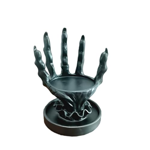 Gothic Ring Display Stand, Skeleton Hand Decor Witch Hand Jewelry Holder for Rings Bracelets, Halloween Candle Holder Resin Jewelry Organizer, Gothic Home Decor and Holiday Gifts for Women (Black)