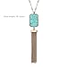 Monily Tassels Necklace Created-turquoise Stone Necklace Long Sweater necklace for Women