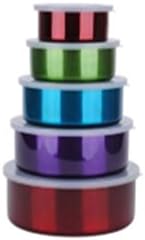 Mixing Bowl S/S 5pcs colorful set w/Plastic lids