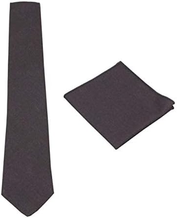 Mens Solid Linen Tie Set : Necktie with Matching Pocket Square-Various Colors