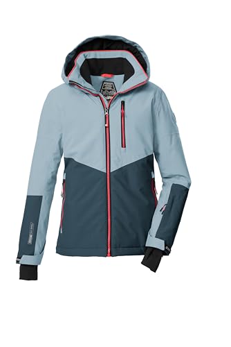 killtec Niñas Chaqueta de esquÃ/chaqueta funcional con capucha y protección contra la nieve KSW 207 GRLS SKI JCKT, hellblau/dunkel denim/schwarz blau, 128, 43561-000