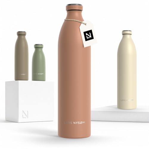 LARS NYSØM Edelstahl Trinkflasche 350ml, 500ml, 750ml, 1L, 1 5 liter | Thermosflasche Kohlensäure geeignet | Auslaufsichere Wasserflasche für Sport, O