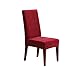 SureFit Stretch Pique Short Dining Room Chair Cover, Dining Chair Cover with Bottom Elastic for a Secure Fit, Removable & Machine Washable, Garnet