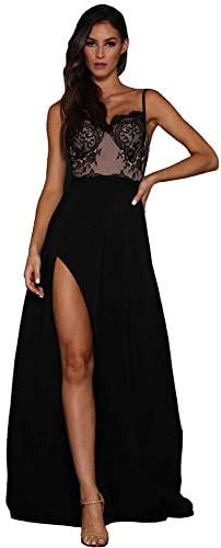 KAIDILA Black Lace Illusion Top High Slit Evening Dress Prom Dress Girl New Bra Sling Back Zipper With Chest Pad Black Lace Dress
