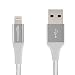AmazonBasics Double Braided Nylon Lightning to USB A Cable, Advanced Collection - MFi Certified iPhone Charger - Silver, 4-Inch primary