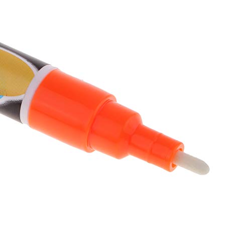 Prettyia Fluorescent Highlighter Liquid Chalk Marker Pen Erasable LED Writing Board Window Glass Pen Reversible Round and Chisel Nib Neon Color Pens - 3mm Tips - Orange