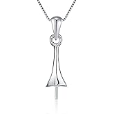 LGSY Sterling Silver Elegant Simple Bail Pin Pendant Fitting for Pearl Jewelry, Design Pendant Mount for Women DIY Jewelry Making