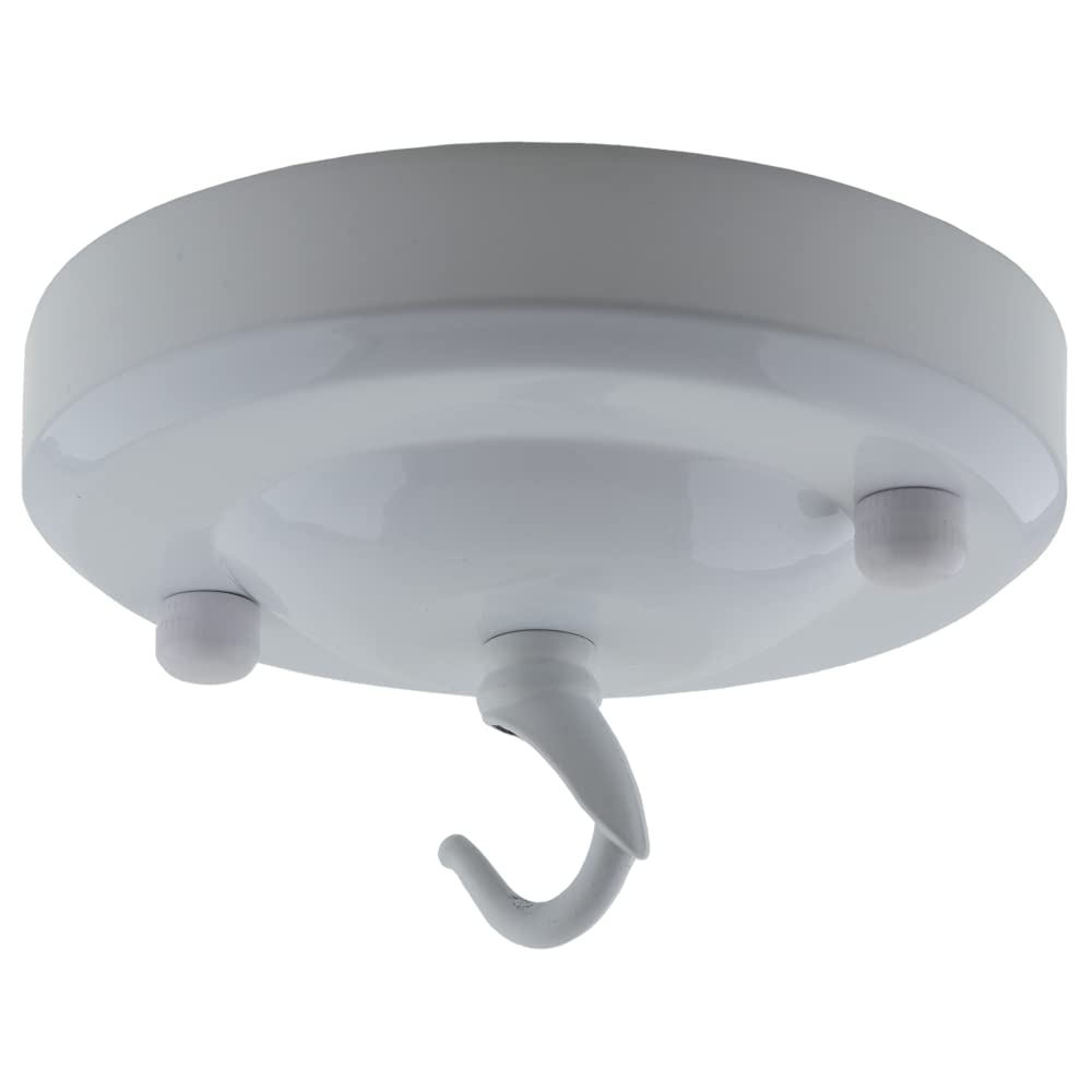 Art Deco Emporium Vintage Period Styled Complete Metal Ceiling Rose with Chain Hook (Fully Earthed) in Gloss White Finish