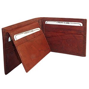 Mens Bifold Flip ID Credit Card Holder Burgundy Wallet