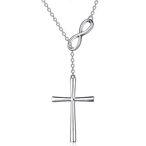 Simple Cross Necklace - Fashion Sterling Silver Cross Pendant Necklace for Men Women,Infinity Love God Crucifix Pendant Necklace,White Gold Cross Necklace Birthday Gifts,Jewelry for Women,Girls