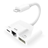 Uwecan RJ45 Ethernet Network Lan Wired Adapter for iPhone/iPad,3 in 1 Ethernet Adapter & charging & OTG USB Camera Reader Adapter,Support iOS 10.0 or Above