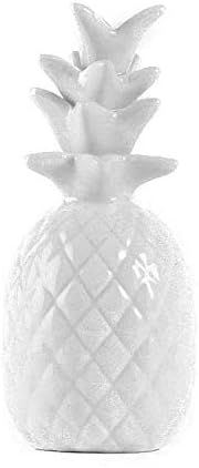 homevibes pina decorativa de ceramica blanca figura decorativa moderna centro de mesa de 15 cm alto