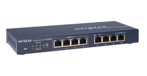 NETGEAR ProSAFE 8-Port Fast Ethernet with 4 Port PoE Desktop Switch (FS108P) Size: 8 Port PoE PC, Personal Computer
