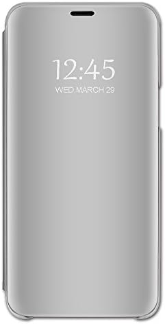 Case for HuaWei NOVA 3/NOVA 3I,14chvier PC Shell Mirror Flip Clear View Cover Shockproof Protective Cover (silver, HuaWei NOVA 3)