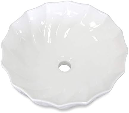Round Bathroom Vessel Sink Above Counter White Porcelain Ceramic Art Basin Countertop Bowl Sink