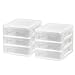 IRIS USA Plastic Stacking Desk Top 3-Drawer Storage Organizer, 2-Pack, for Makep Vanity Nail Polish Bathroom Stationery Art Craft Supplies Kitchen Office Garage and Small Organization, Small, White