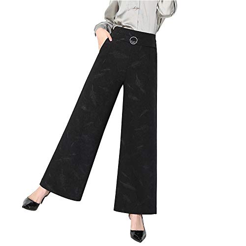 Qjkai Pantalones Anchos De Cintura Alta De Otono E Invierno