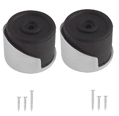 TERF® Aluminium Door Stopper Floor Mounted Shielded 38mm Doorstop Floor Mounted Door Stopper Including Fixing Screw - Pack of 2
