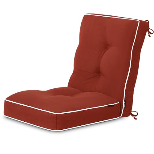 Photo 1 of Favoyard Outdoor Rocking Chair Cushion 17 × 17 Inch Water Resistant & 3-Year Color Fastness Patio Chairs Cushions for Rockers Furniture, Set of Seat & Back Thick Tufted Cushion with Tie Straps, Red
