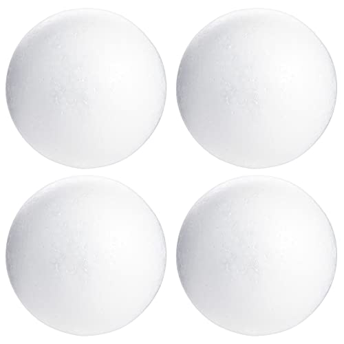 Photo 1 of Bright Creations 5 Inch Foam Balls for Crafts - 4 Pack Round White Polystyrene Foam Balls for Ornaments, DIY Projects, and Craft Modeling