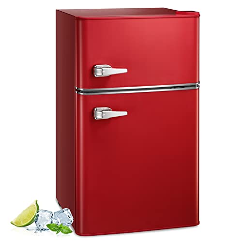 R.W.FLAME mini Refrigerator with Freezer,Retro Small Fridge 3.2 Cu.Ft