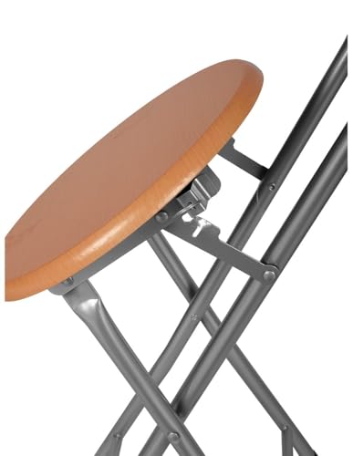 MOMENT Portable Wooden Folding Chair with Backrest, Steel Tube Bracket 330lbs, Foldable Prayer Chairs Round Seat Stool for Adults, Camping, Picnics, Prayer, Masjid, Indoor and Outdoor, Brown