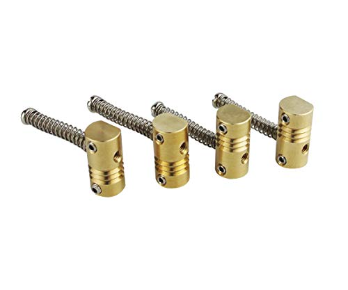 Guyker Bass Bridge Saddles (4 Pcs) - String Pitch 19mm Brass Compensated Saddles Set with Wrench Highgrade Replacement Part for Electric Bass - Thumbnail 6