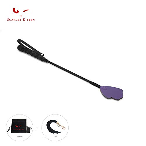 SCARLET KITTEN Riding Crop Horse Whip Spanking with Leather Slapper Hand Shape Jump Bat (Purple)
