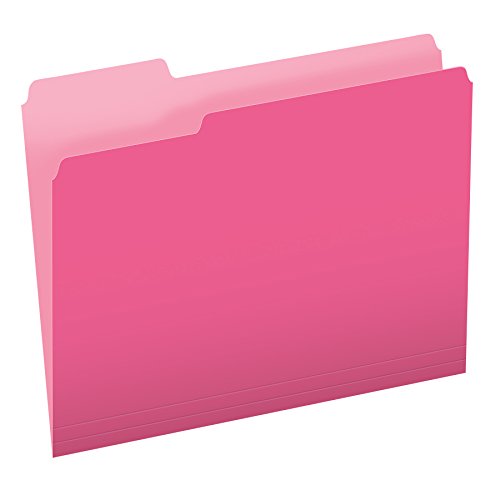 Pendaflex Two-Tone Color File Folders, Letter Size, 1/3 Cut, Pink, 100 per Box (152 1/3 PIN)