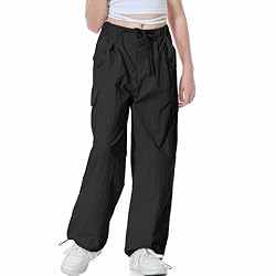 Rolanko Parachute Pants for Girls Baggy Y2K Cargo