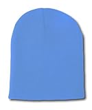 Blank Short Beanie Cap- Many Colors Available , Sky Blue