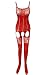 Sexy Lace See Through Elastic Hosiery Suspender Croutchless Bodystockings Red primary