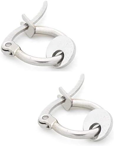 Musthaves Women's Hoop Earrings with Coins - Stainless Steel Earrings - Diameter Ring 14 mm
