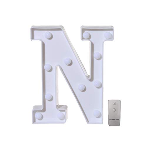 Fheaven (TM) Light Up Light,DIY Alphabet Letter A to Z Carnival Decorative LED Letter Lights Sign Party Wedding Holiday Christmas Decor Remote Control (N)