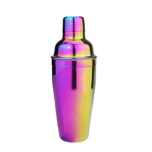 TNCO Cocktail Shaker Set Multi color RD4013, Bartender Set Includes: Drink Shaker with Cocktail Strainer, ½ / 1 OZ Jigger, Mixer Spoon (Multi, 26OZ(750ml))