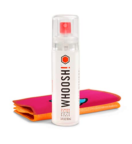 WHOOSH! Screen Cleaner Kit – Best for- Smartphones, iPads, Eyeglasses, Kindle, LED, LCD & TVs – Includes 3.4 Oz Bottle + 2 Premium Cloths