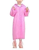 Taiduosheng Age 6~12 Kids Hooded Jacket Rain Poncho Raincoat Cover Long Rainwear Pink