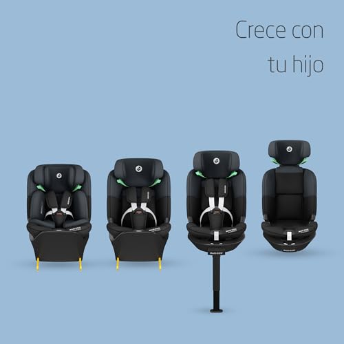 Emerald 360 S i-Size, Silla coche 360 giratoria 0-12 años (40-150 cm), 360° FlexiSpin, Silla coche bebé, 4 posiciones reclinación, Protección contra impactos laterales G-CELL, Tonal Black
