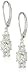 Sterling Silver Created White Sapphire 5mm and 3mm Three Stone April Birthstone Leverback Dangle Earrings