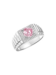 Rylos Men's Ring Sterling Silver Ring, 7MM Round