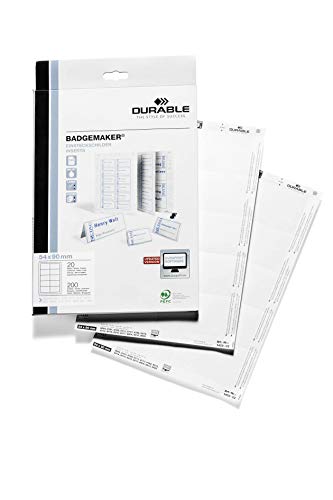 Durable Click-Fold convex name badge inserts, 3.56 x 2.125 Inches, White, 200 per Pack (1455-02)