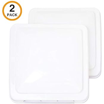 ONLTCO Rv Roof Vent Cover Replacement 14 x 14, White Vent Lid for Camper Trailer Motorhome Bathroom, 2 Pack