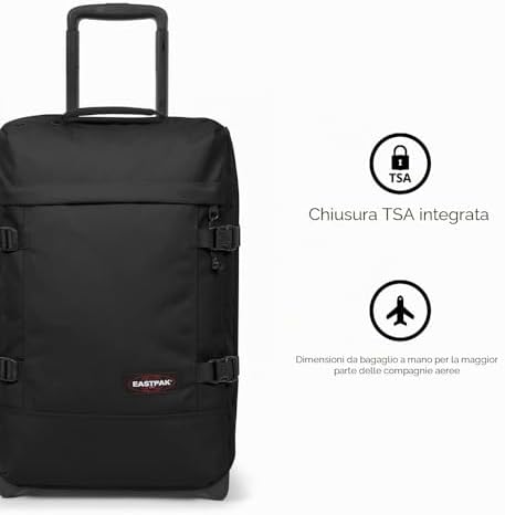 Tranverz S Trolley Cabina 42L (51 x 32,5 x 24 cm), valigia bagaglio a mano con ruote, resistente e leggera, doppio scomparto, manico telescopico e TSA lock - BLACK